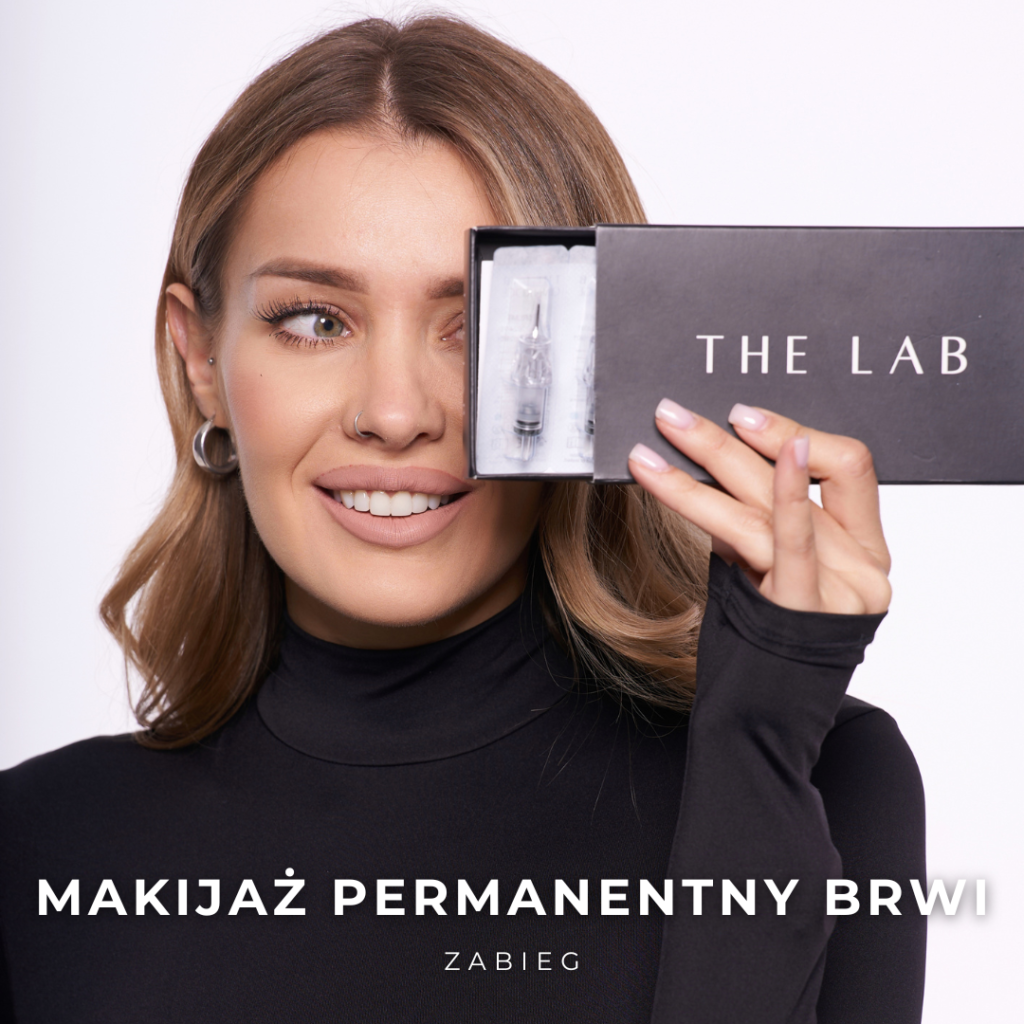 Makijaż permanentny brwi metodą pudrową lub ombre w salonie Klaudia Kita w Krakowie, zabieg z użyciem profesjonalnych narzędzi.